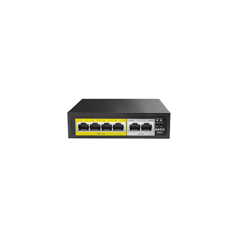 Netis P106C 6-Port PoE Switch 4 PoE + 2 Uplink | Detroit Technologies