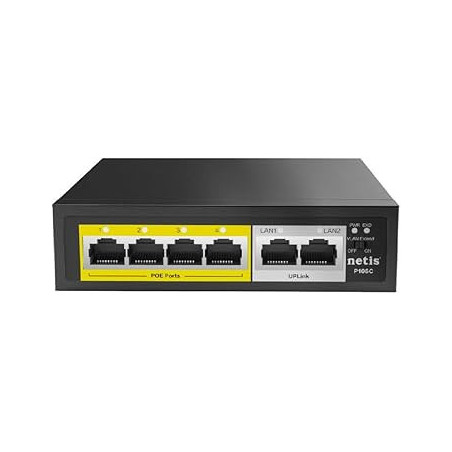 Netis P106C 6-Port PoE Switch 4 PoE + 2 Uplink | Detroit Technologies