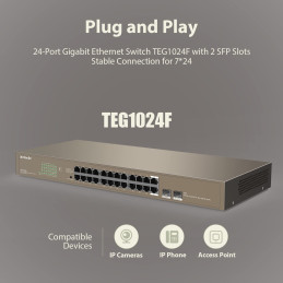 Tenda TEG1024F 24-Port Gigabit Unmanaged Switch – High-Speed & Reliable | Detroit Technologies