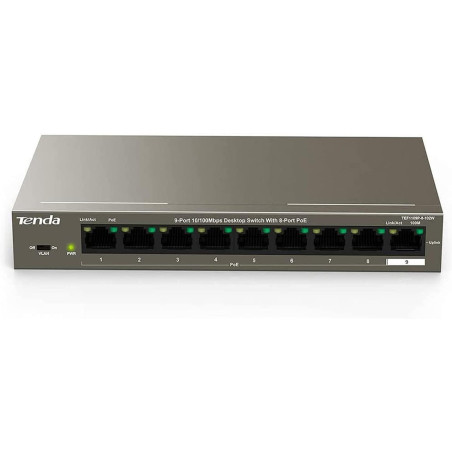 Tenda TEF1109P-8-102W 9-Port PoE Switch – 102W, 8 PoE Ports | Detroit Technologies